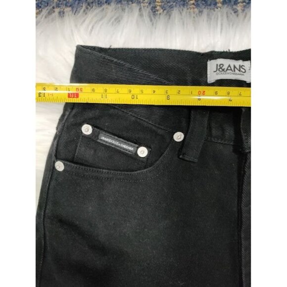 J&ANS Dolce&Gabbana Pants Black Denim High Rise Straight Leg Slim Fit 0/XS - Picture 10 of 11